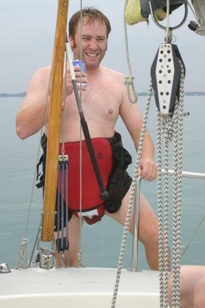 Waiting for wind-Dan Nikesch demos new way to wear a PFD