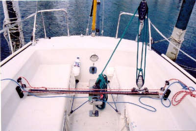 Backstay adjuster-Lorax. (Get pull angles right for helmsman and/or trimmer.)