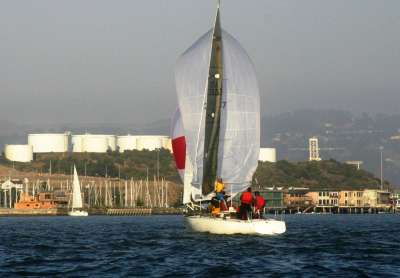 Ld27-Irene chases Attitude into the RYC harbor finish