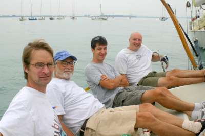 Lorax crew waiting for wind-GPYC regatta