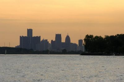 Detroit Skyline as we approach finish of North Channel Race