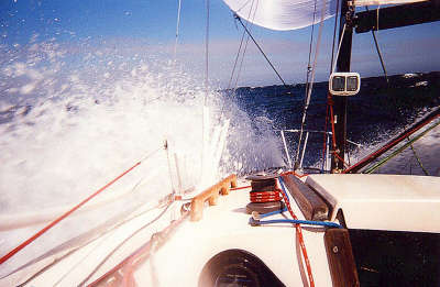 Waves over the bow of Exocet