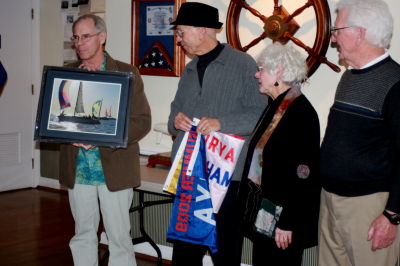 Tony Lawrence presenting Rich Gilbert framed photo of Punk Dolphin